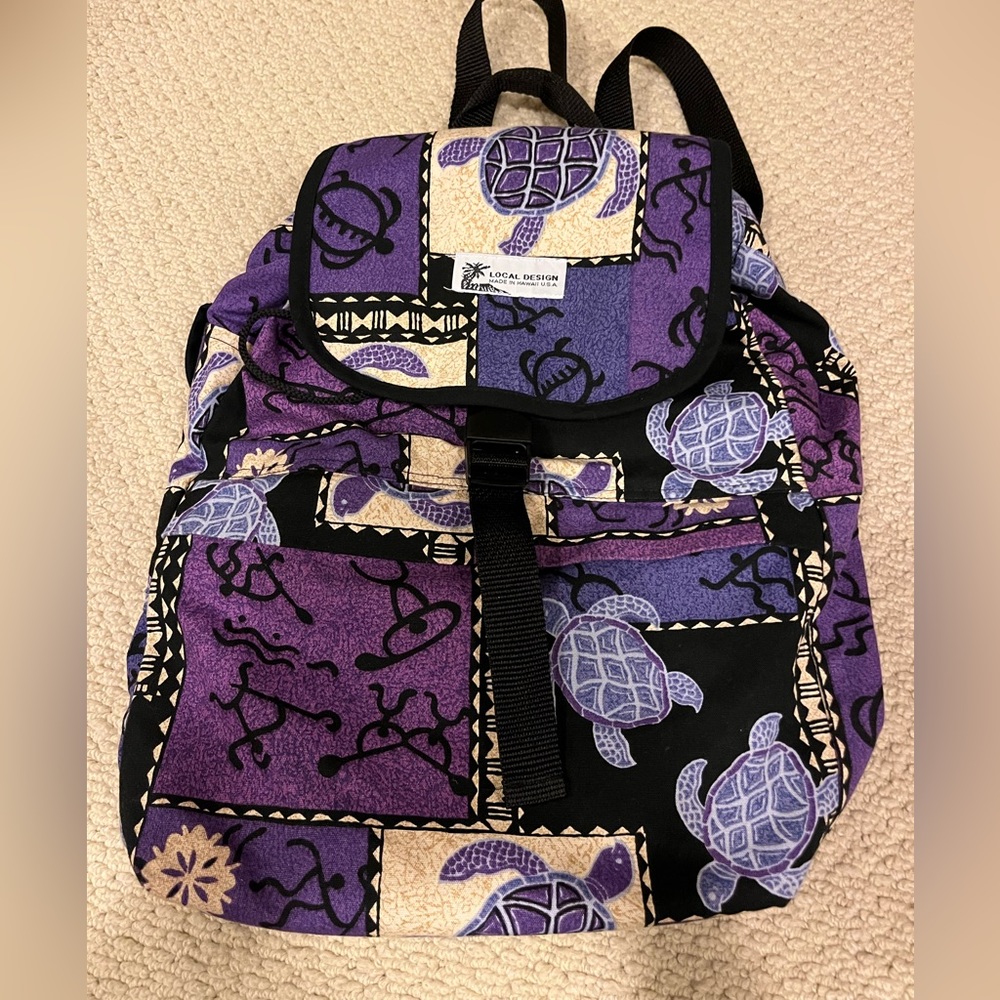 Hawaiian print fabric backpack lightweight